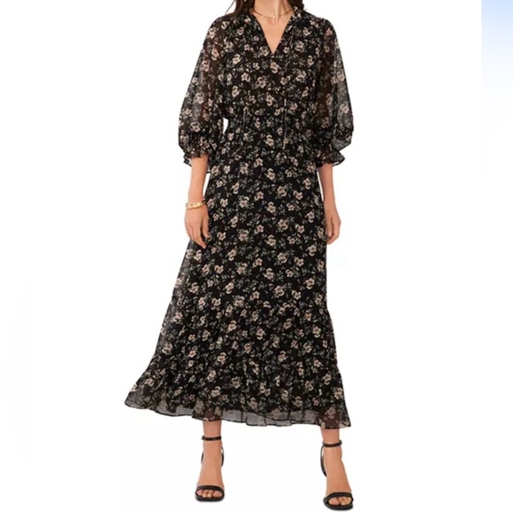 Vince camuto floral print midi dress